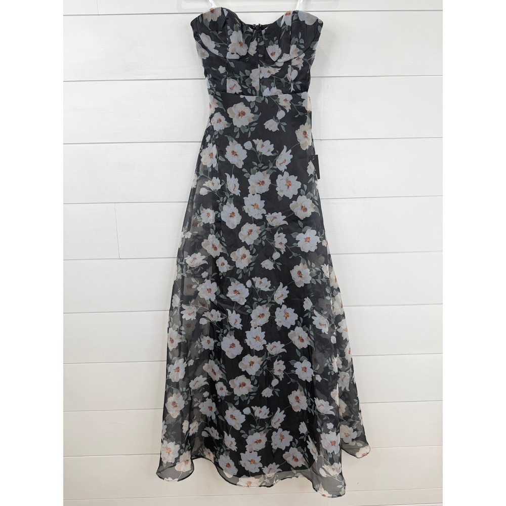 NWT Lulus CHIC PRECIOUSNESS Floral ORGANZA BUSTIER Strapless Maxi Dress XS - Picture 2 of 10